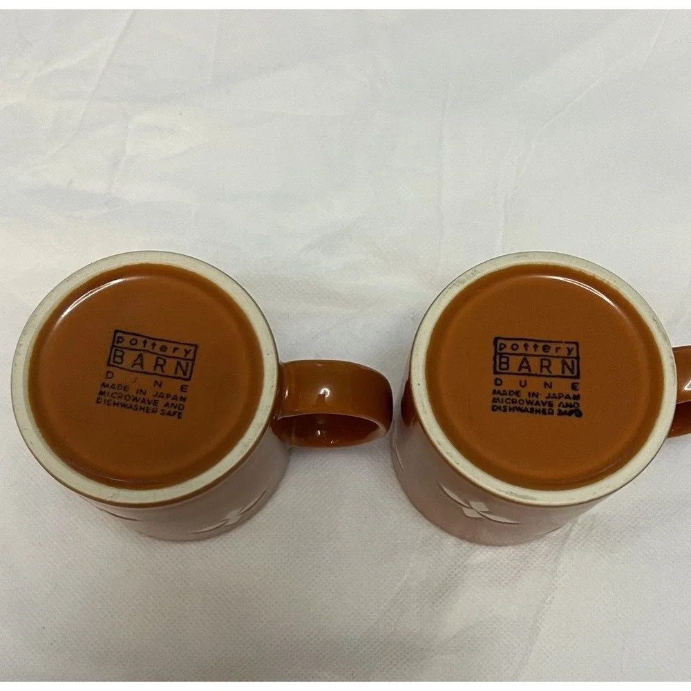 Vtg Pottery Barn Dune Persimmon Cup Mug  Saucer Coffee Tea MCM Boho Replacement